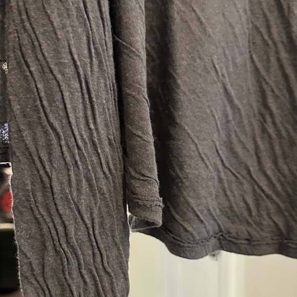 T by Alexander Wang Grey Crinkled Jersey Knit Moto Draping Open Cardigan - Sz M - Picture 9 of 11